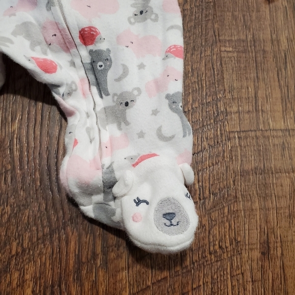 Carters 3 Just One You Baby Girl Footed Pajamas Sleep PJs Pink Koala Hedgehog NB - Picture 10 of 13